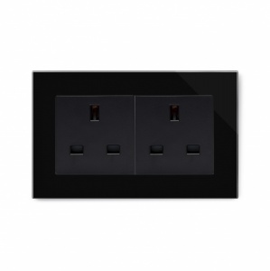 Crystal PG 13A Double Plug Unswitched Socket Black
